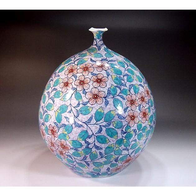 有田焼 色鍋島様式吹墨花唐草文様花瓶｜陶芸作家　藤井錦彩 作