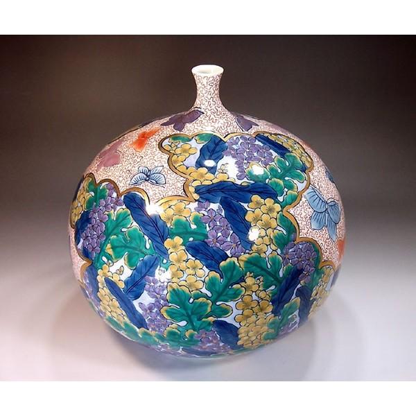 有田焼 染錦金彩菜の花蝶絵花瓶｜陶芸作家 藤井錦彩 作 : 有田焼 藤井
