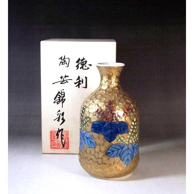 染錦黄金桐絵徳利｜有田焼 陶芸家　藤井錦彩 作