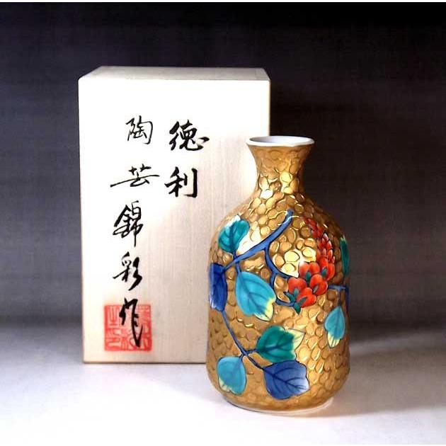 染錦黄金葛絵徳利｜有田焼 陶芸家　藤井錦彩 作