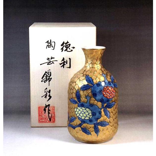 染錦黄金柘榴絵徳利｜有田焼 陶芸家　藤井錦彩 作