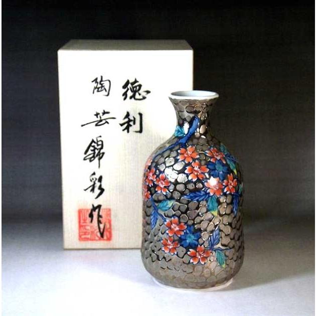 染錦プラチナ彩桜絵徳利｜有田焼 陶芸家　藤井錦彩 作