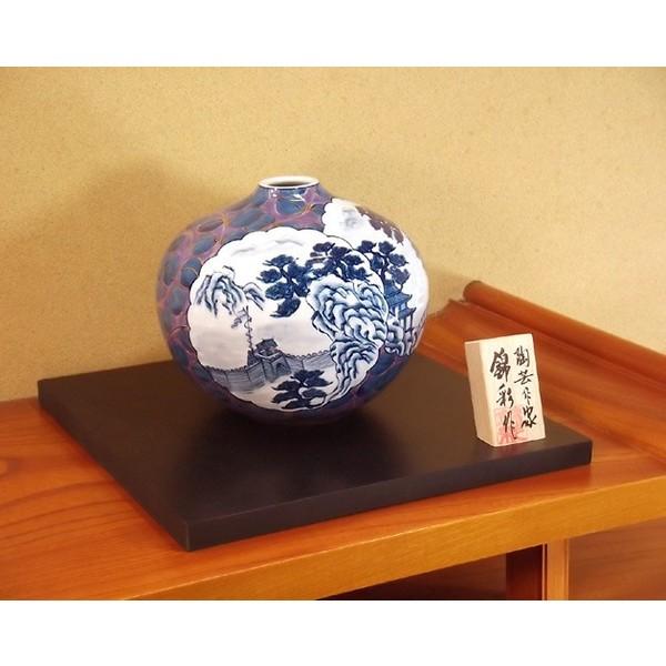 有田焼 染錦金彩菊唐草割山水画花瓶｜陶芸作家 藤井錦彩 作 : 有田焼
