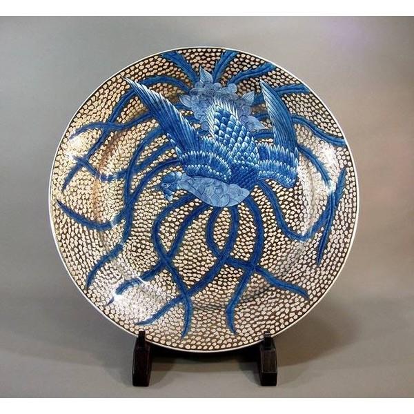 有田焼 プラチナ彩鳳凰絵飾りつけお皿｜陶物作り原作者 藤井錦彩 作 オブジェ、置き物-家具、インテリア