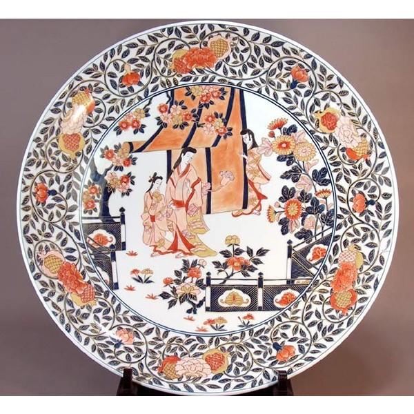 古伊万里　金彩　色絵皿　大皿　絵巻き 伊万里 古伊万里 花の図 色絵皿 大皿 金彩 直径37cm - メルカリ