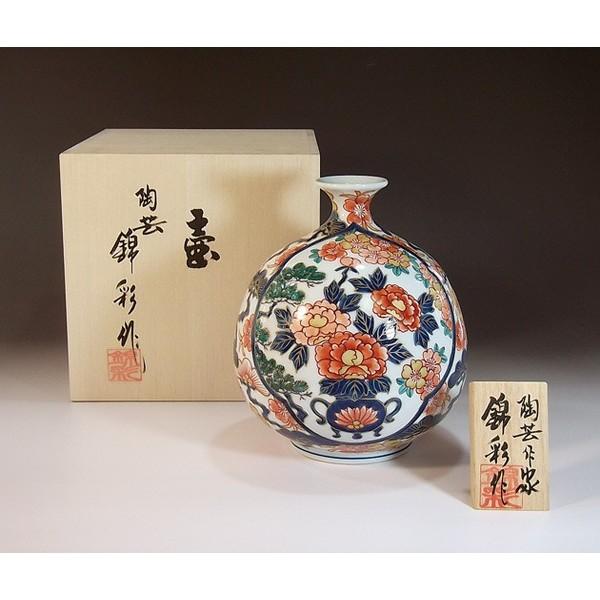 有田焼 古伊万里様式金彩花籠図花瓶｜陶芸作家　藤井錦彩 作