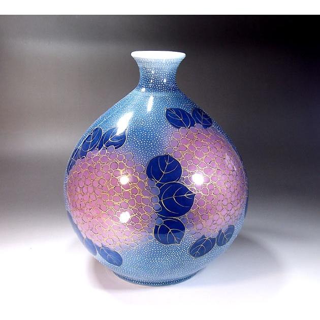金欄手様式釉裏紅紫陽花絵花瓶｜有田焼 陶芸作家　藤井錦彩作