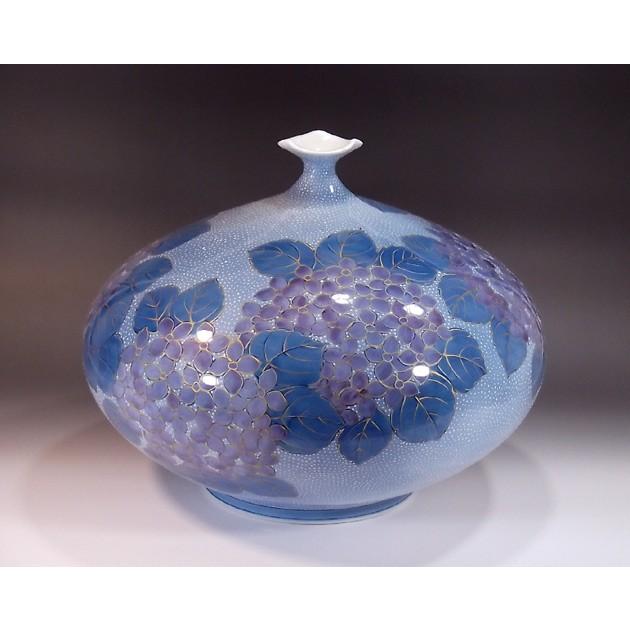 人気が高い最安値 釉裏紅金彩紫陽花絵花瓶 有田焼陶芸作家藤井錦彩作 高い素材