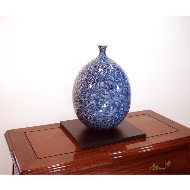 染付金彩唐草牡丹絵花瓶｜有田焼 陶芸作家 藤井錦彩作 : 有田焼 藤井錦