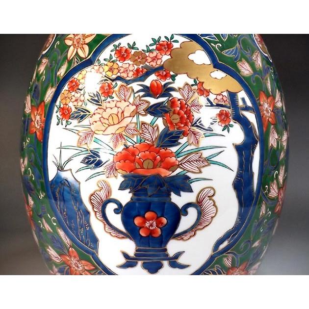 古伊万里鳳凰飾壷木台、布付有田焼ゴールドイマリ