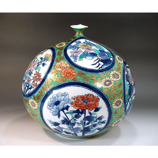 古伊万里様式金欄手花絵花瓶｜有田焼 陶芸作家 藤井錦彩作 : 有田焼