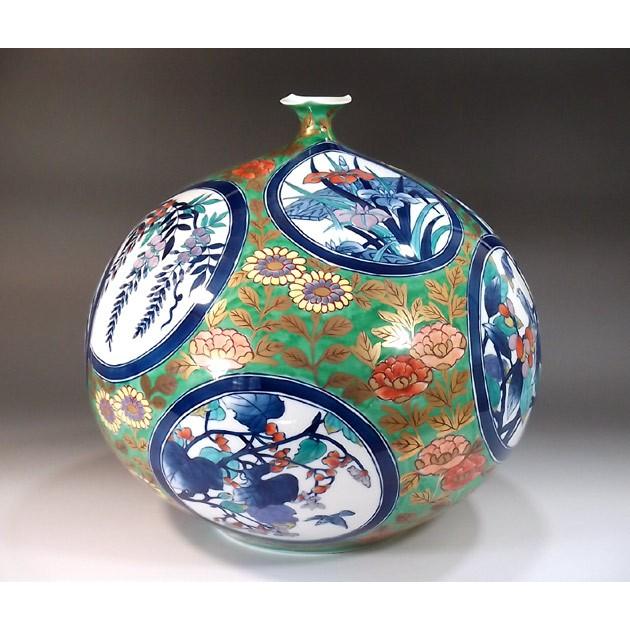 古伊万里様式金欄手花絵花瓶｜有田焼 陶芸作家 藤井錦彩作 : 有田焼