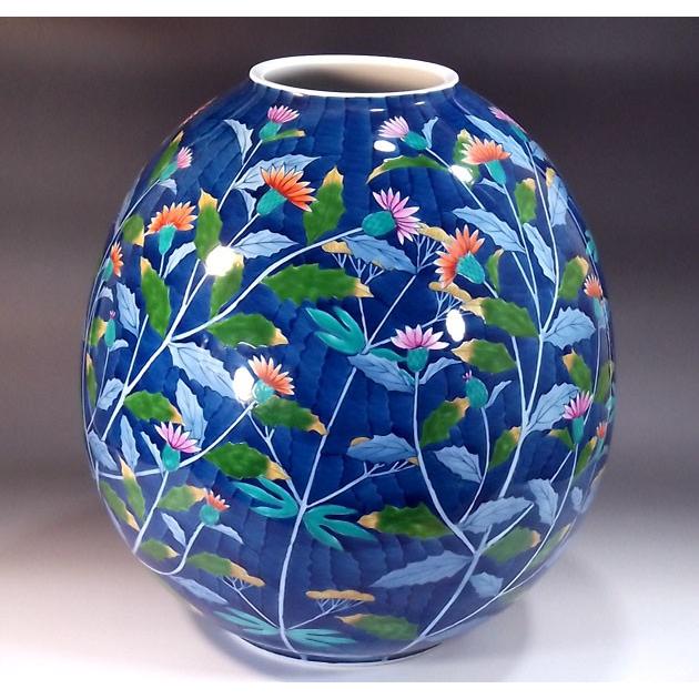 色鍋島様式薊絵花瓶｜有田焼 陶芸作家 藤井錦彩作 : 有田焼 藤井錦彩窯