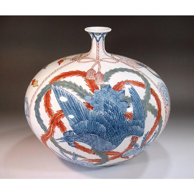 古伊万里様式金彩龍鳳凰亀絵花瓶｜有田焼 陶芸作家 藤井錦彩作
