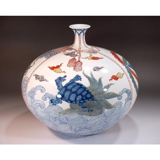 古伊万里様式金彩龍鳳凰亀絵花瓶｜有田焼 陶芸作家 藤井錦彩作