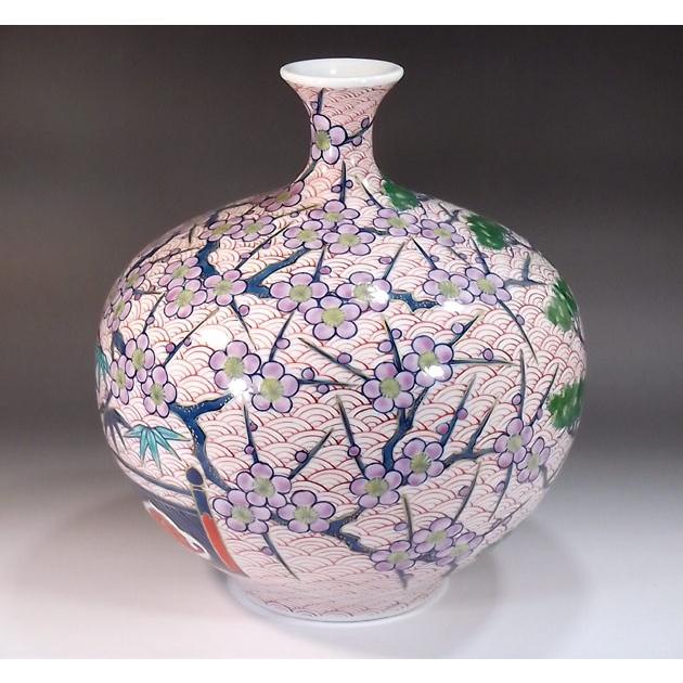 古伊万里様式金彩松竹梅鶴絵鶴首花瓶｜有田焼 陶芸作家 藤井錦彩作