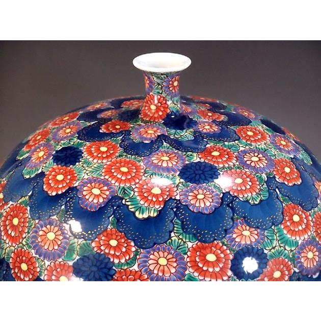 色鍋島様式菊園文様花瓶｜有田焼 陶芸作家 藤井錦彩作 : 有田焼 藤井錦