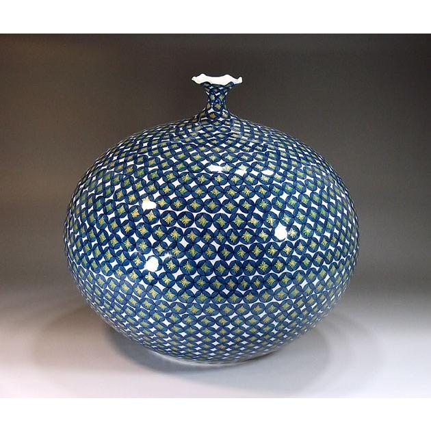 金欄手様式金彩七宝文様花瓶｜有田焼 陶芸作家 藤井錦彩作 : 有田焼
