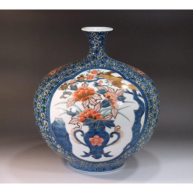 古伊万里様式金彩小花文様割花篭絵花瓶｜有田焼 陶芸作家　藤井錦彩作