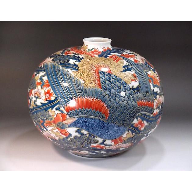 古伊万里表現スタイル金彩満開桜鳳凰絵花立て｜有田焼 陶物作り原作者 藤井錦彩作 花瓶、花器-花、ガーデニング-花瓶、花台