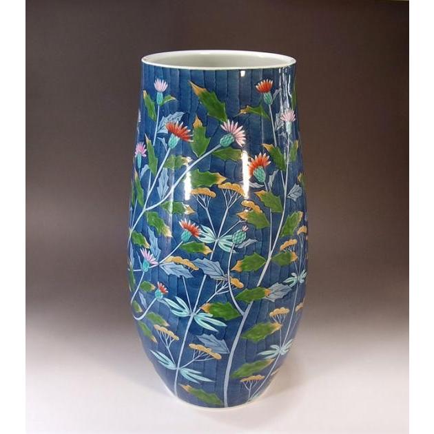 色鍋島様式薊絵花瓶｜有田焼 陶芸作家 藤井錦彩作 : 有田焼 藤井錦彩窯