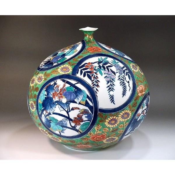 有田焼 古伊万里様式金欄手花絵花瓶｜陶芸作家 藤井錦彩 作 : 有田焼