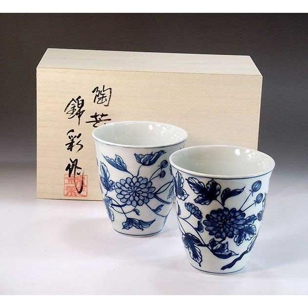 有田焼 陶物作り家 藤井錦彩作 青磁染付菊唐草文様蒸留酒優勝杯・西洋ナシ キッチン、日用品、文具-食器、グラス、カトラリー