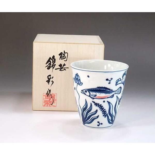 青磁染付魚文様無償性優勝杯｜陶器作り家 藤井錦彩作