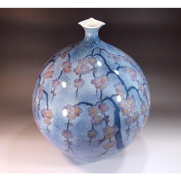 有田焼 金彩釉裏紅枝垂れ梅絵花瓶｜陶芸作家 藤井錦彩 作 : 有田焼