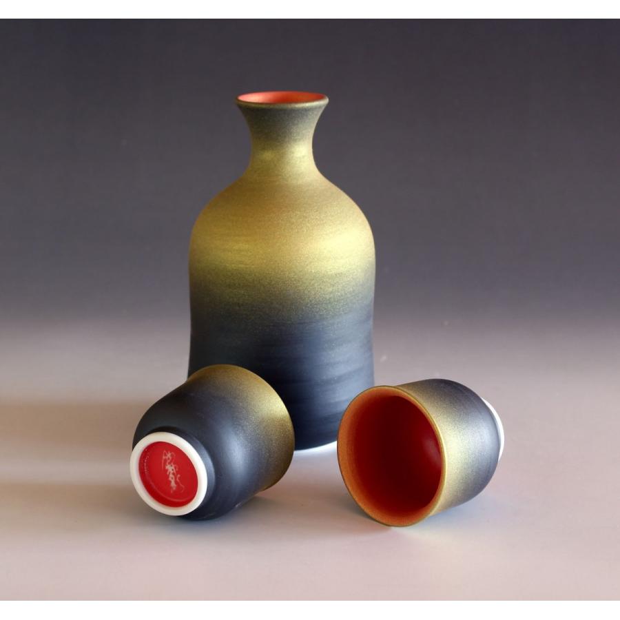 有田焼 窯変金彩酒器セット｜ぐい呑み・徳利｜陶芸家 藤井錦彩作