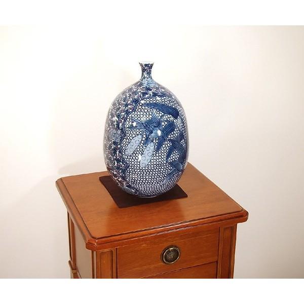 有田焼 染錦唐草割鶉雀絵花瓶｜陶芸作家 藤井錦彩 作 : 有田焼 藤井錦
