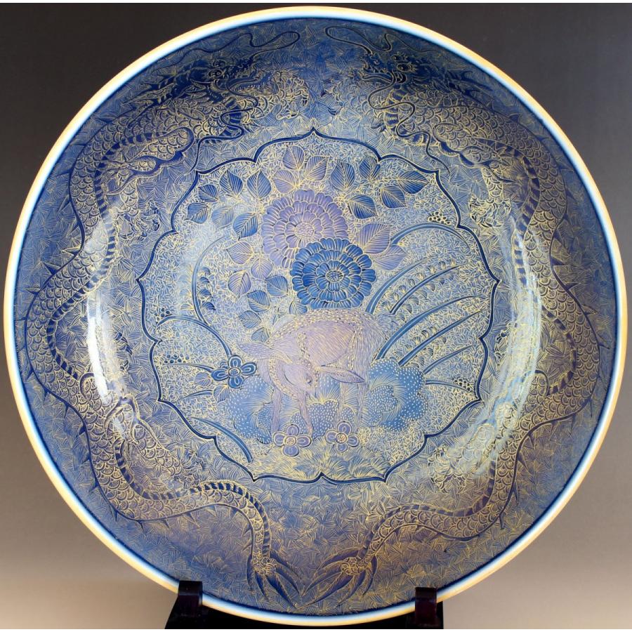 金襴手様式釉裏彩吉祥鹿景図絵飾り皿｜有田焼 陶芸作家 藤井錦彩作