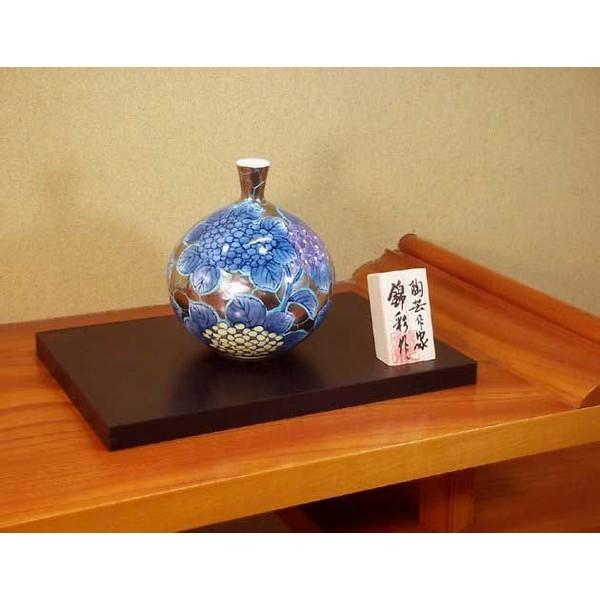 有田焼 染錦プラチナ彩紫陽花絵飾り花瓶｜陶芸作家 藤井錦彩 作