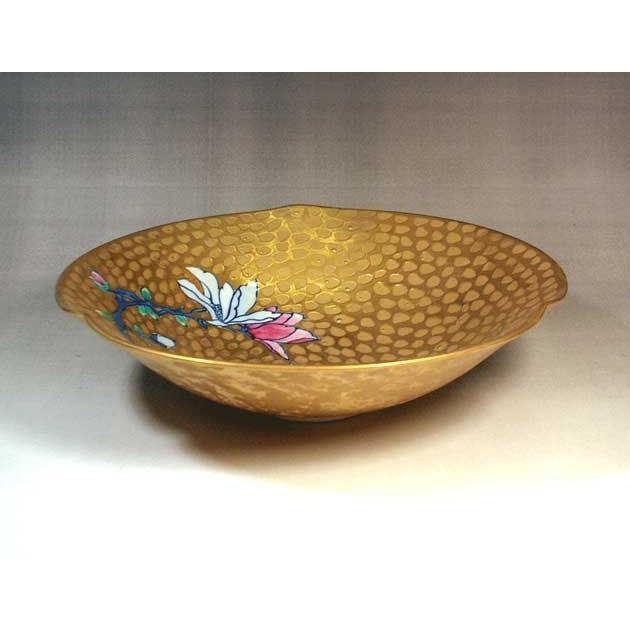 有田焼 陶芸家 藤井錦彩作 染錦黄金木蓮絵器 : 有田焼 藤井錦彩窯