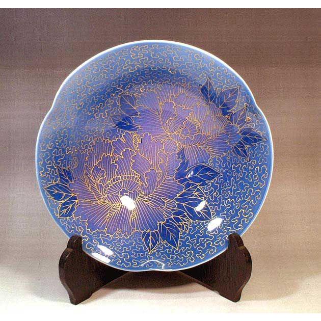 藤井錦彩作品　深鉢　陶芸 有田焼 陶芸家 藤井錦彩作 染錦金彩釉裏紅牡丹絵器 : 有田焼 藤井錦彩