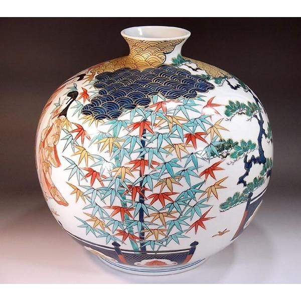 有田焼 古伊万里様式金彩松竹梅元禄美人絵花瓶｜陶芸作家 藤井錦彩 作