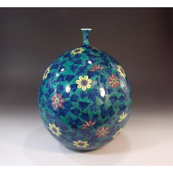 有田焼 色鍋島様式鉄線花絵花瓶｜陶芸作家　藤井錦彩 作