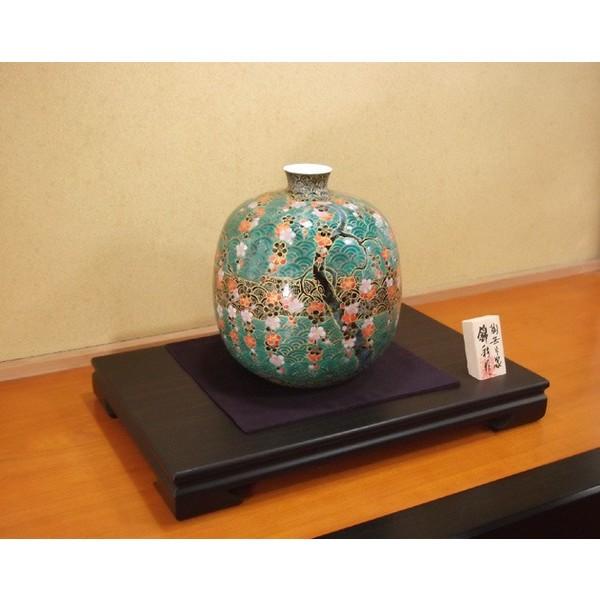 有田焼 染錦金彩青海波枝垂れ梅絵花瓶｜陶芸作家　藤井錦彩 作_3