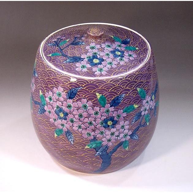 藤井錦彩作品　深鉢　陶芸 有田焼 染錦金彩青海波桜絵花瓶｜陶芸作家 藤井錦彩 作 : 有田焼 藤井