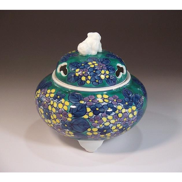 染錦紫陽花絵香炉｜有田焼 陶芸作家 藤井錦彩作 : 有田焼 藤井錦彩窯