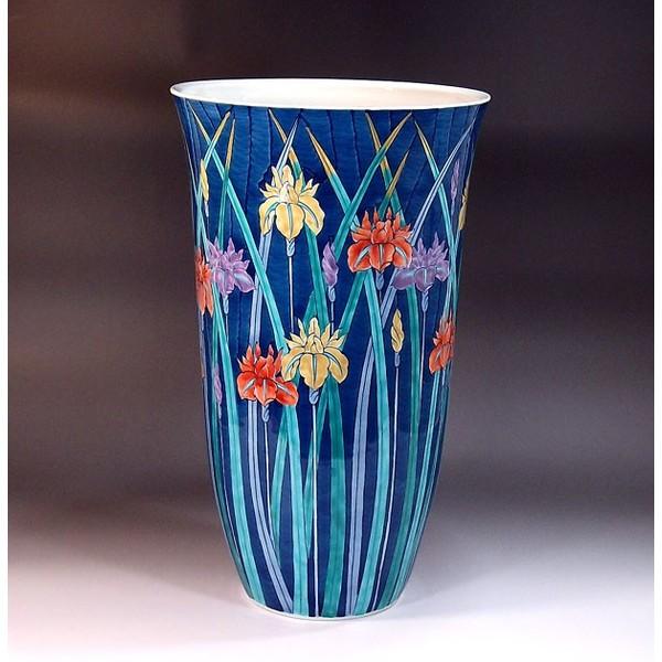 有田焼 色鍋島様式菖蒲絵花瓶｜陶芸作家　藤井錦彩 作
