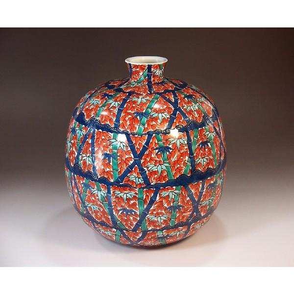 開店祝い 伝統工芸 手造り総手描きの高級陶器花瓶 有田焼 作 藤井錦彩 染錦金彩竹林絵花瓶 陶芸作家 インテリア雑貨 Lncci La