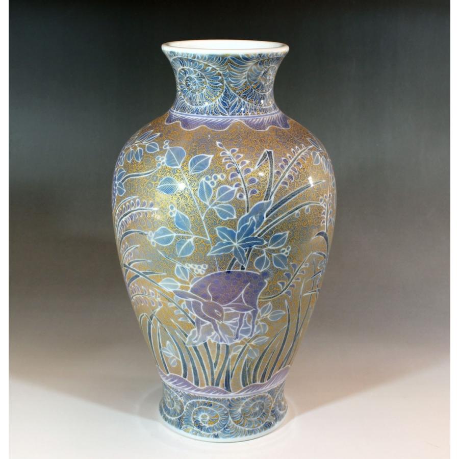 金襴手様式釉裏彩鹿景色図花瓶｜有田焼 陶芸作家　藤井錦彩作