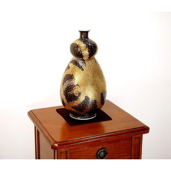 有田焼 鉄釉金彩・プラチナ彩鳳凰絵香炉｜陶芸作家 藤井錦彩 作