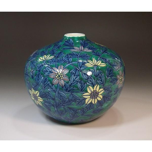 有田焼 染錦鉄線花絵花瓶｜陶芸作家　藤井錦彩 作_1