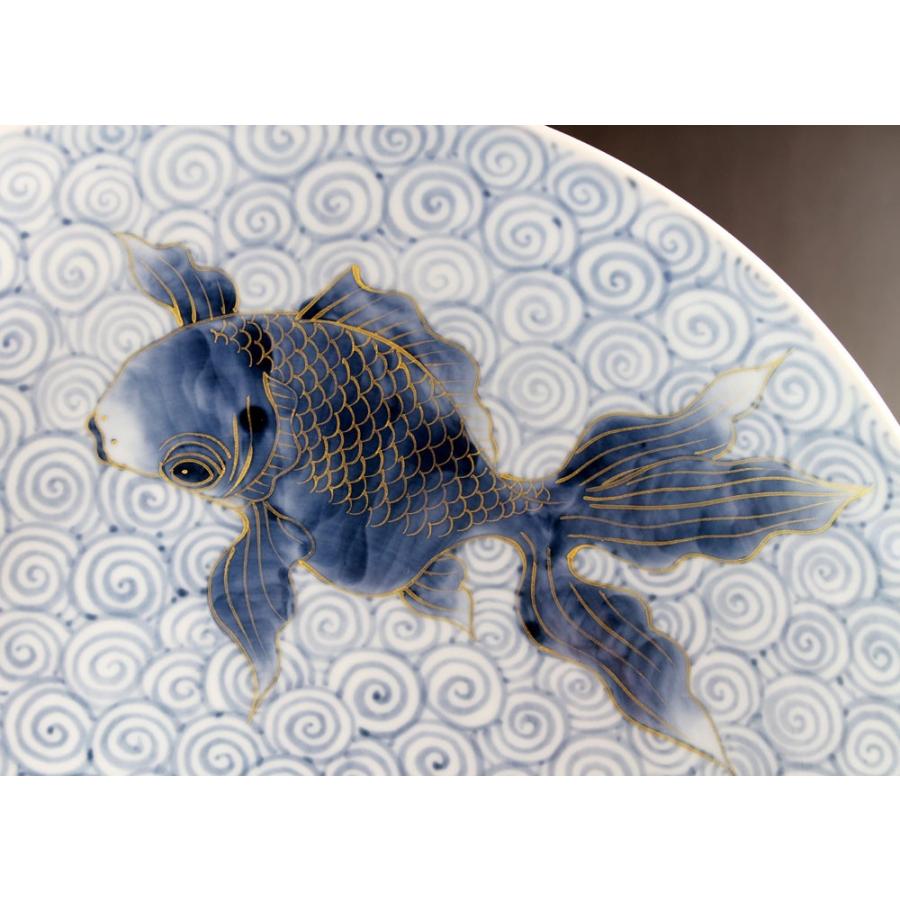古染付金彩金魚絵飾り大皿｜有田焼 陶芸作家 藤井錦彩作