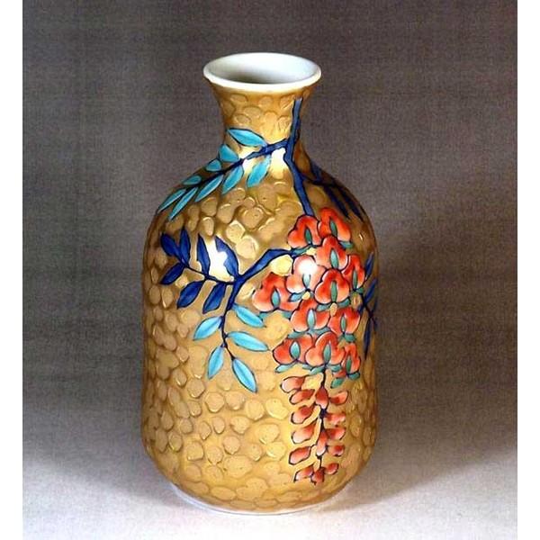￼黄金藤絵　　藤井錦￼彩作品 有田焼 染錦黄金藤絵徳利｜陶芸家 藤井錦彩 作 : 有田焼 藤井錦彩窯