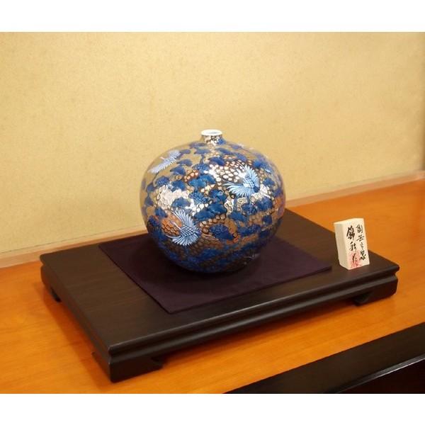 陶芸家の花瓶 有田焼 染錦プラチナ彩松鶴絵花瓶｜陶芸作家 藤井錦彩 作 : 有田焼