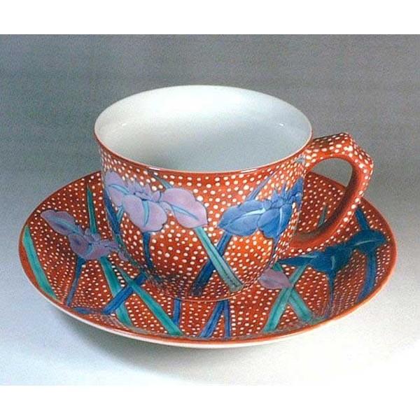 有田焼 色鍋島様式菖蒲絵コーヒーカップ｜陶芸家 藤井錦彩作 : 有田焼