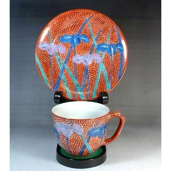有田焼 色鍋島様式菖蒲絵コーヒーカップ｜陶芸家 藤井錦彩作 : 有田焼